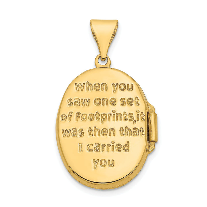 14k Yellow Gold Rhodium Footprints Locket