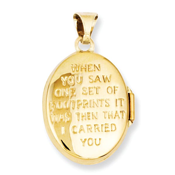 14k Yellow Gold Rhodium Footprints Locket