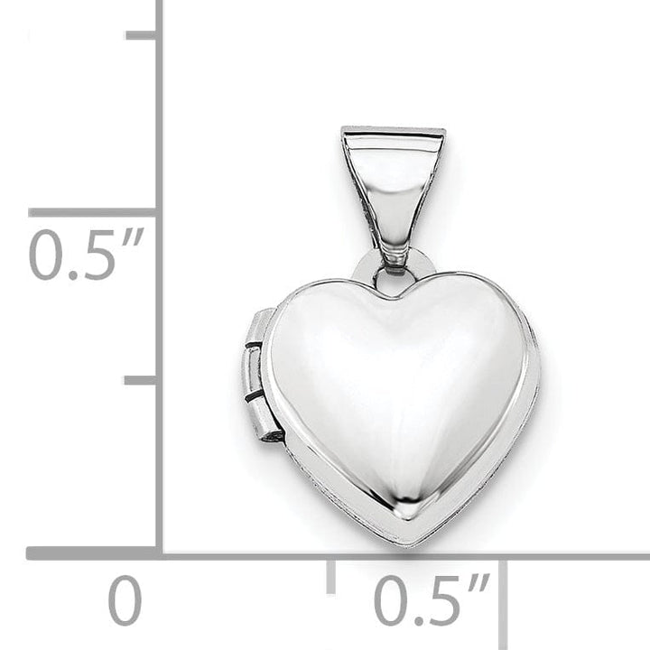 14k White Gold Polished Heart-Shaped Locket