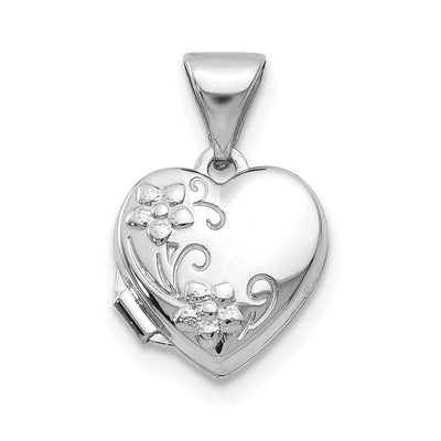 14k White Gold Heart-Shaped Floral Locket at $ 81.7 only from Jewelryshopping.com