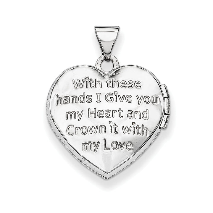 14k White Gold Heart Shaped Claddagh Locket