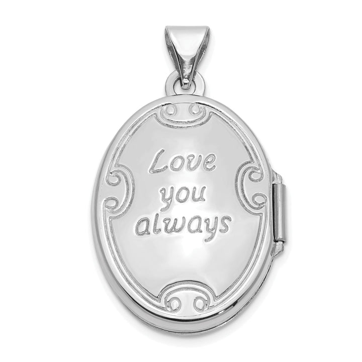 14k White Gold Love You Always Oval Locket