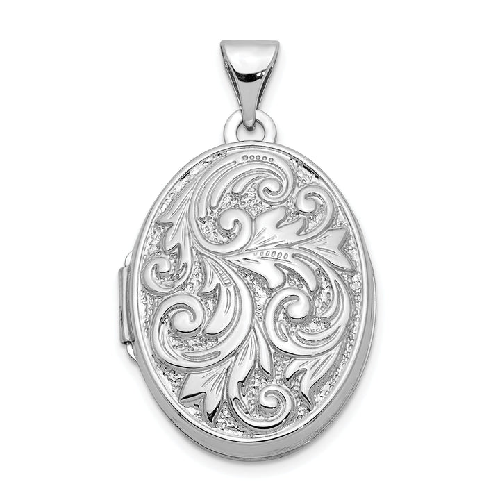 14k White Gold Love You Always Oval Locket