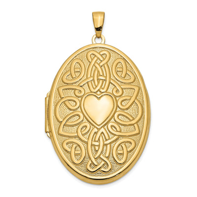 14k Yellow Gold Celtic Heart 38mm Oval Locket at $ 627.47 only from Jewelryshopping.com