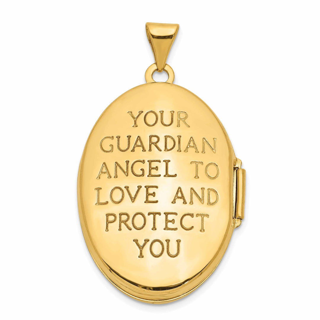 14k Gold Guardian Angel Oval Locket