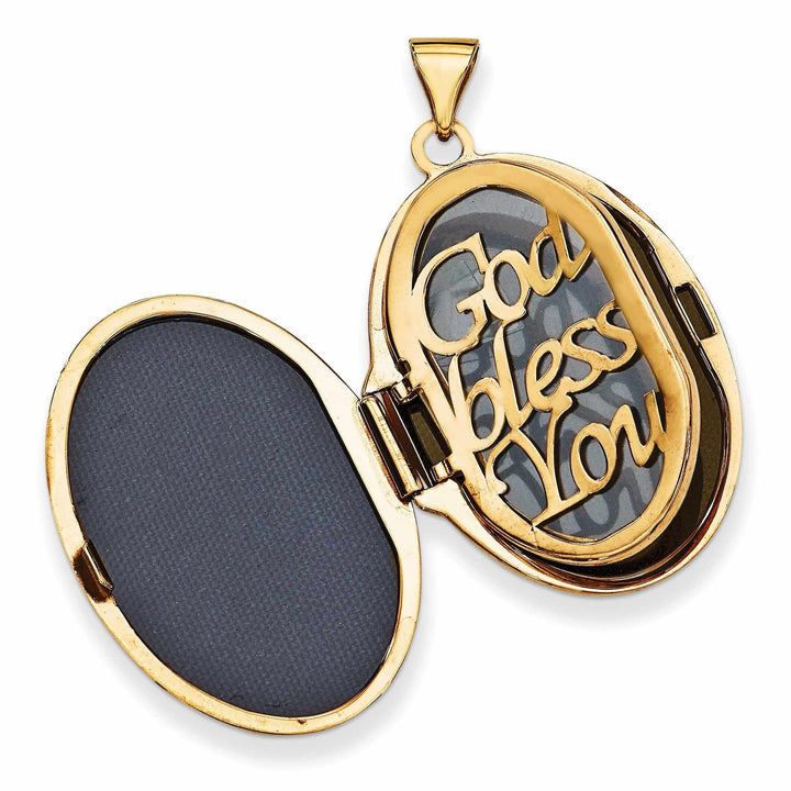 14k Gold Guardian Angel Oval Locket