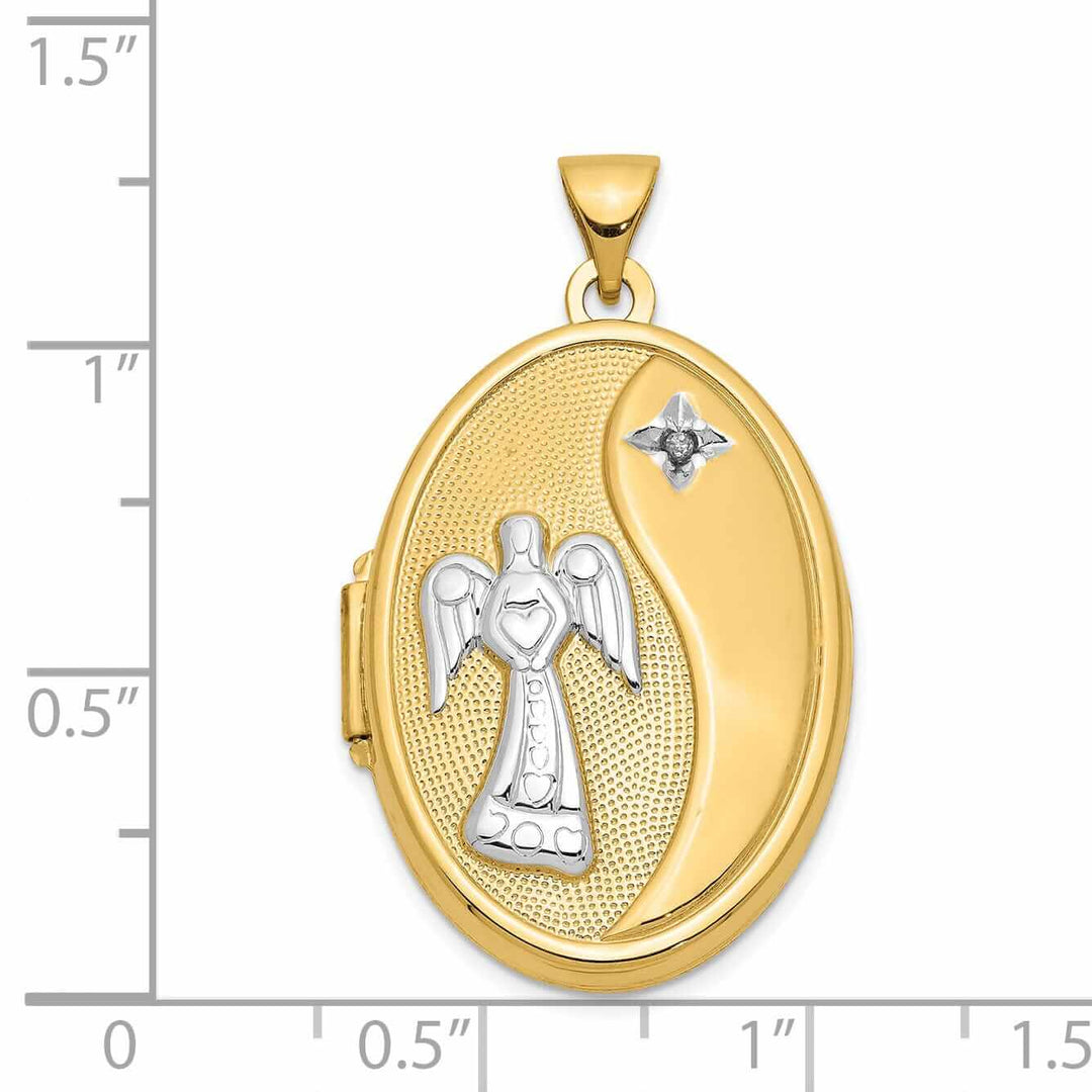 14k Gold Guardian Angel Oval Locket