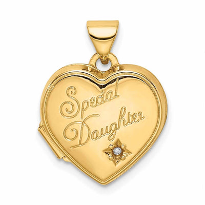 14k Gold Heart Diamond Special Daughter Locket at $ 132.92 only from Jewelryshopping.com