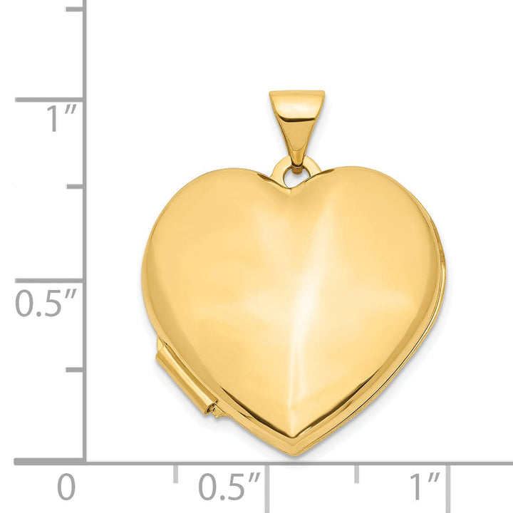 14k Yellow Gold 21MM Heart Domed Plain Locket