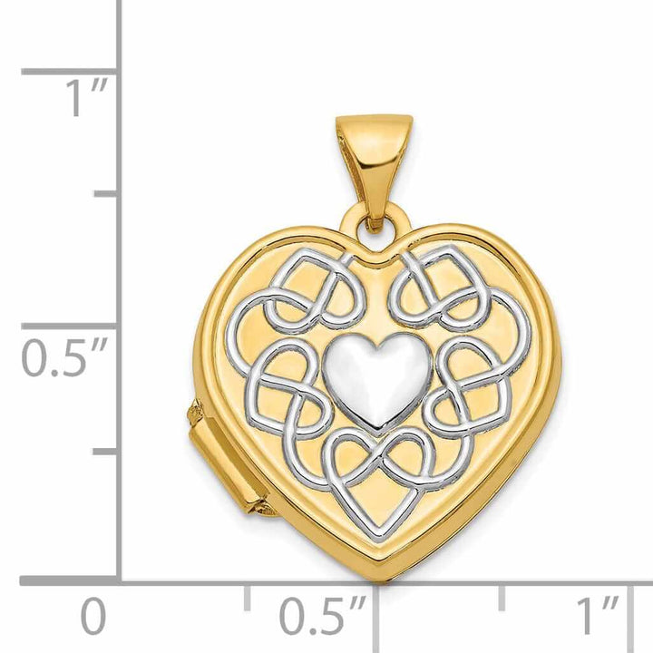 14k Gold Heart Rhodium heart of Gold Locket