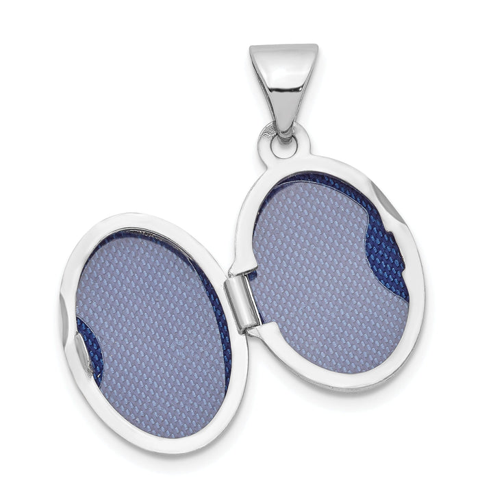 14k White Gold 13MM Oval Plain Assembled Locket