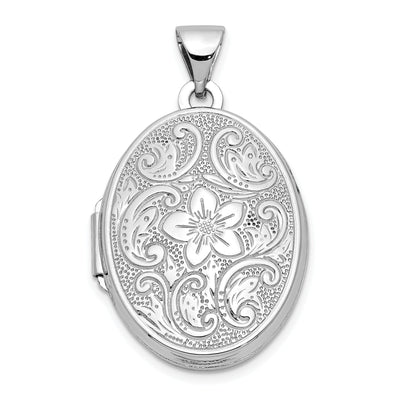 14k White Gold Oval Floral Scroll Border Locket at $ 209.98 only from Jewelryshopping.com