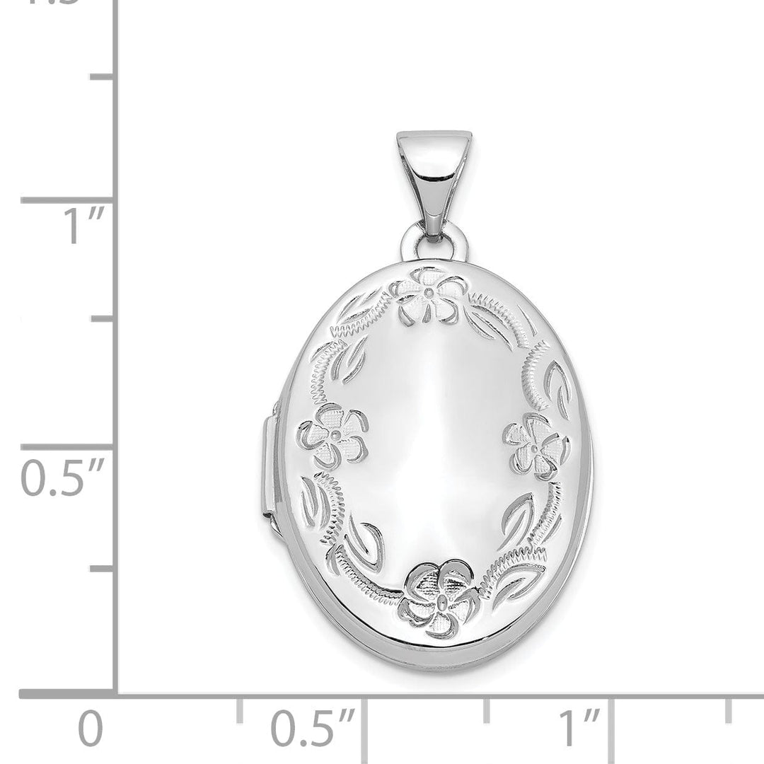 14k White Gold 21MM Oval H/Eng Locket