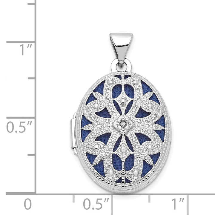 14K White Gold Oval With Diamond Vintage Locket