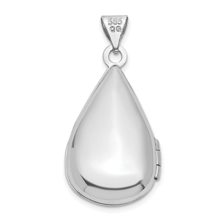 14K White Gold Tear Drop Diamond Set Locket