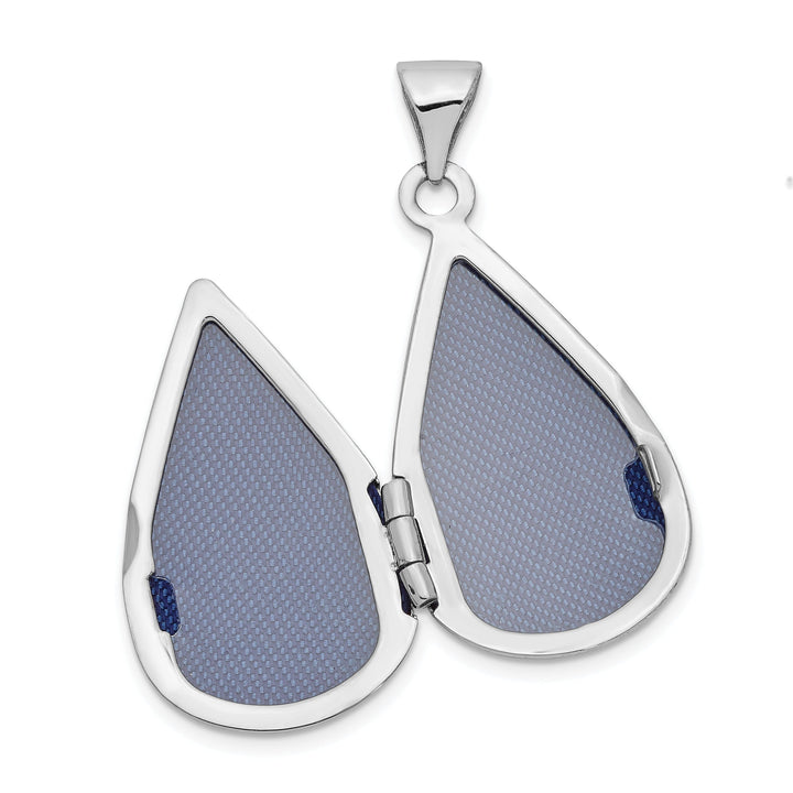 14K White Gold Tear Drop Diamond Set Locket