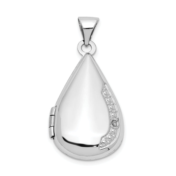 14K White Gold Tear Drop Diamond Set Locket