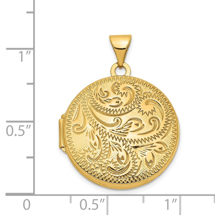 14k Yellow Gold 20MM Scroll Hand Engraved Locket