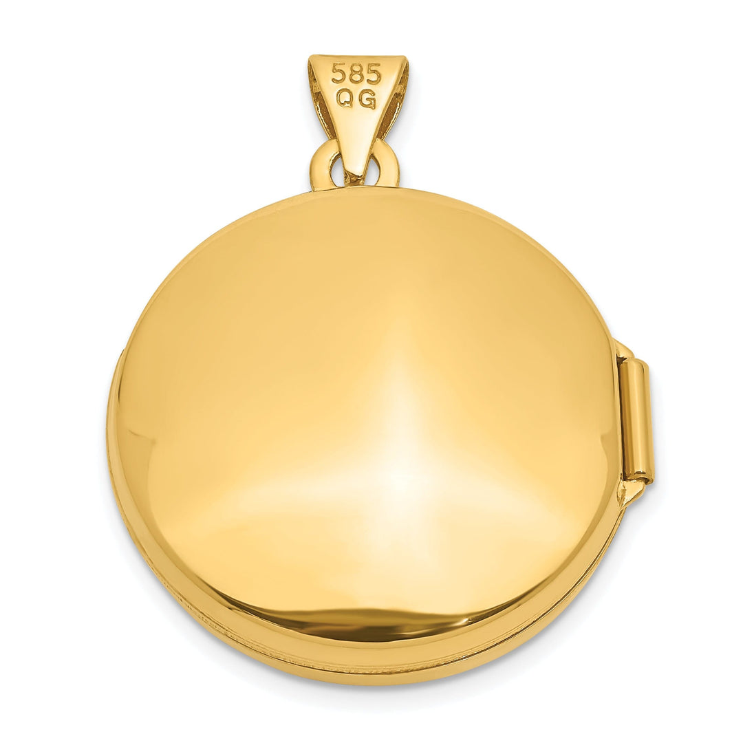 14k Yellow Gold 20MM Round Plain Flat Locket