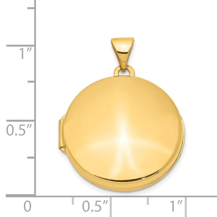 14k Yellow Gold 20MM Round Plain Flat Locket