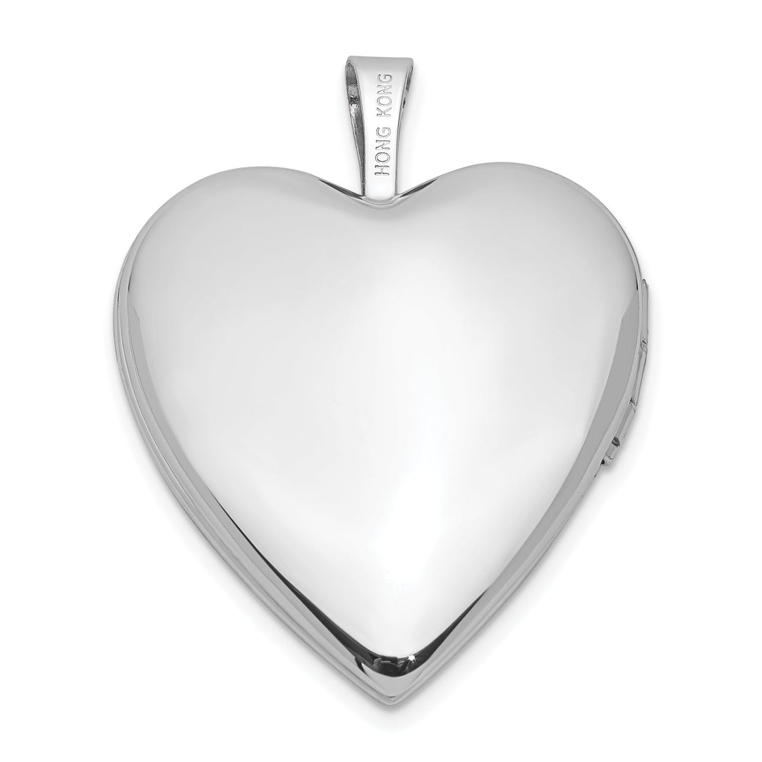 14k White Gold 20MM Diamond Set Cross Heart Locket