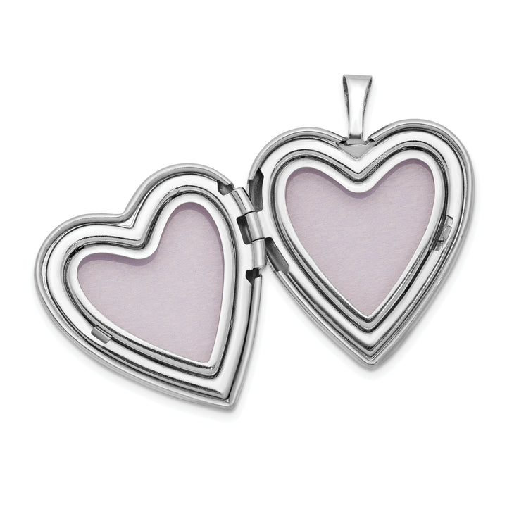 14k White Gold 20MM Plain Polished Heart Locket