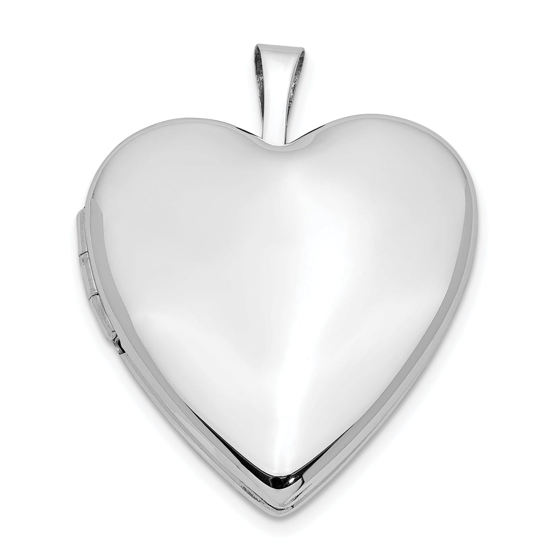 14k White Gold 20MM Plain Polished Heart Locket