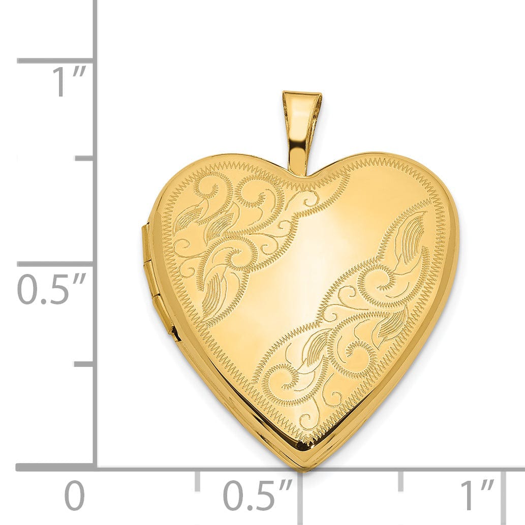 14k Yellow Gold 20MM Side Swirl Heart Locket