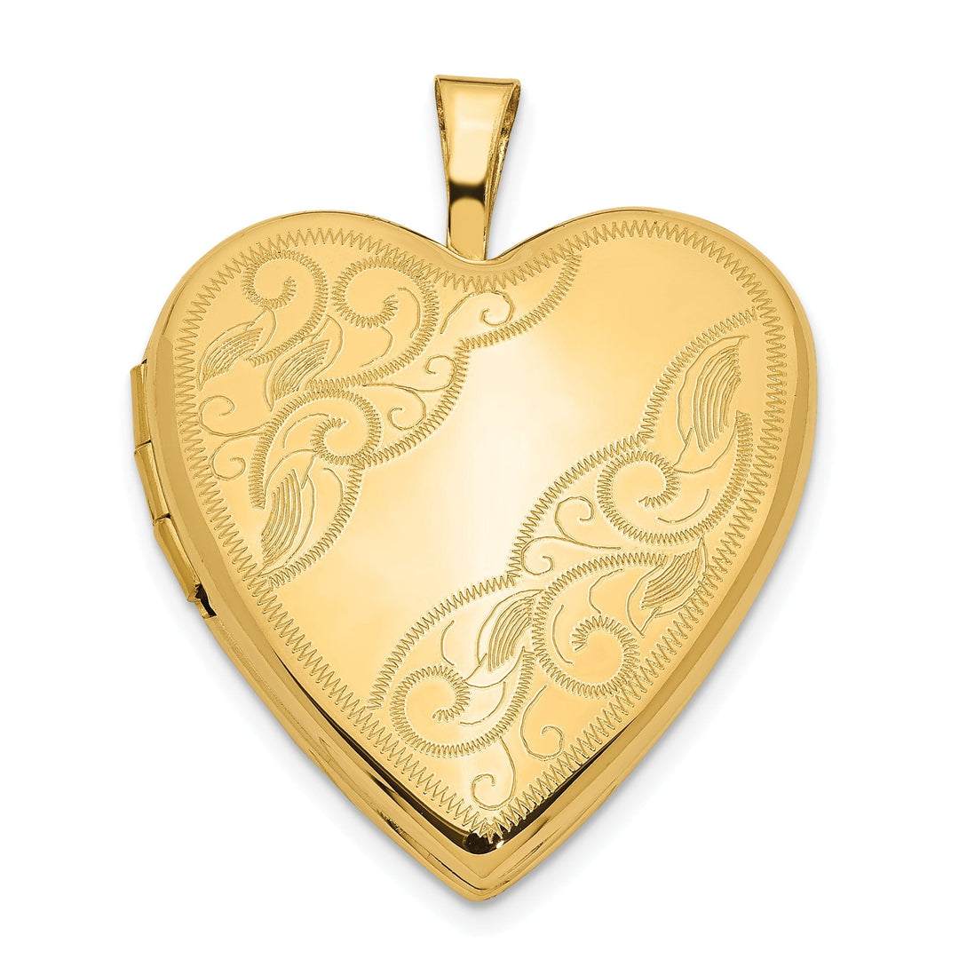 14k Yellow Gold 20MM Side Swirl Heart Locket