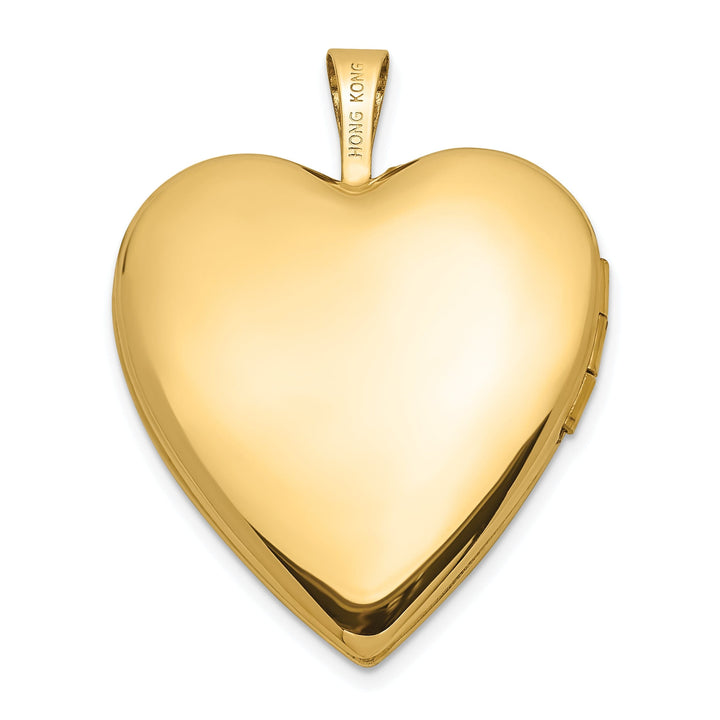 14k Yellow Gold 20MM Satin With Diamond Heart Lock