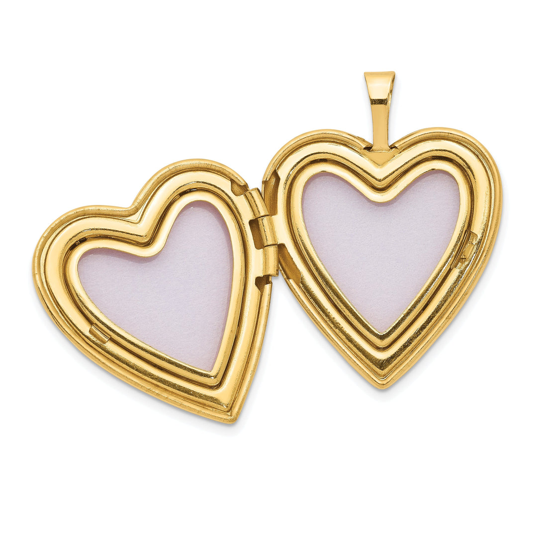 14k Yellow Gold 20MM Satin With Diamond Heart Lock