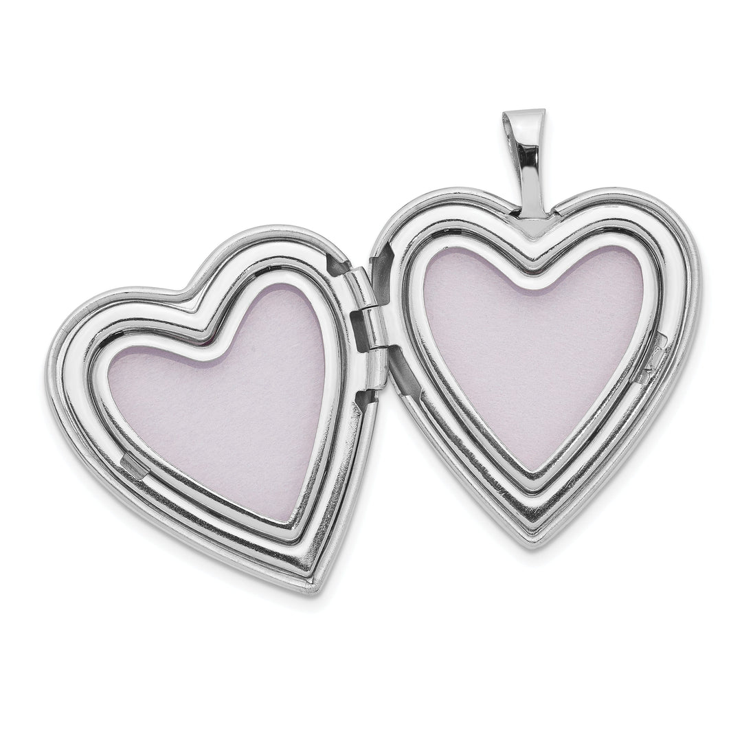 14k White Gold 20MM Swirls Diamond Heart Locket