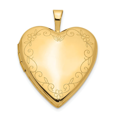 14k Yellow Gold Flower Vine Border Heart Locket at $ 293.78 only from Jewelryshopping.com