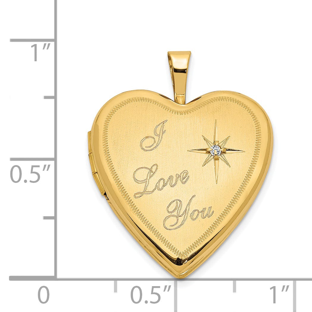 14k Yellow Gold I Love You Diamond Heart Locket