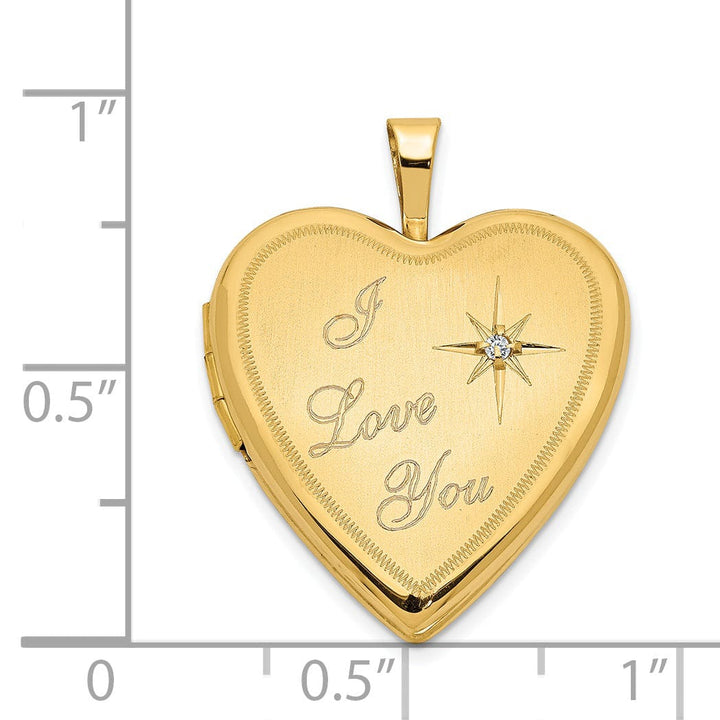 14k Yellow Gold I Love You Diamond Heart Locket