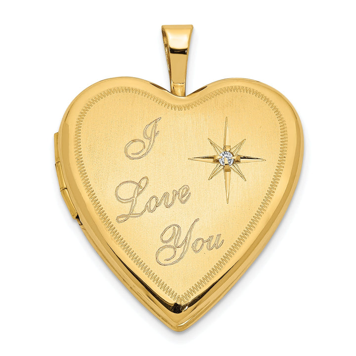 14k Yellow Gold I Love You Diamond Heart Locket