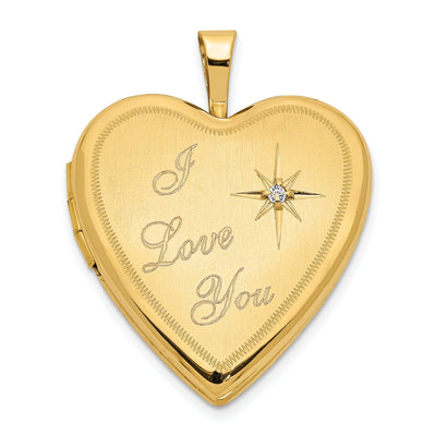 14k Yellow Gold I Love You Diamond Heart Locket at $ 299.27 only from Jewelryshopping.com