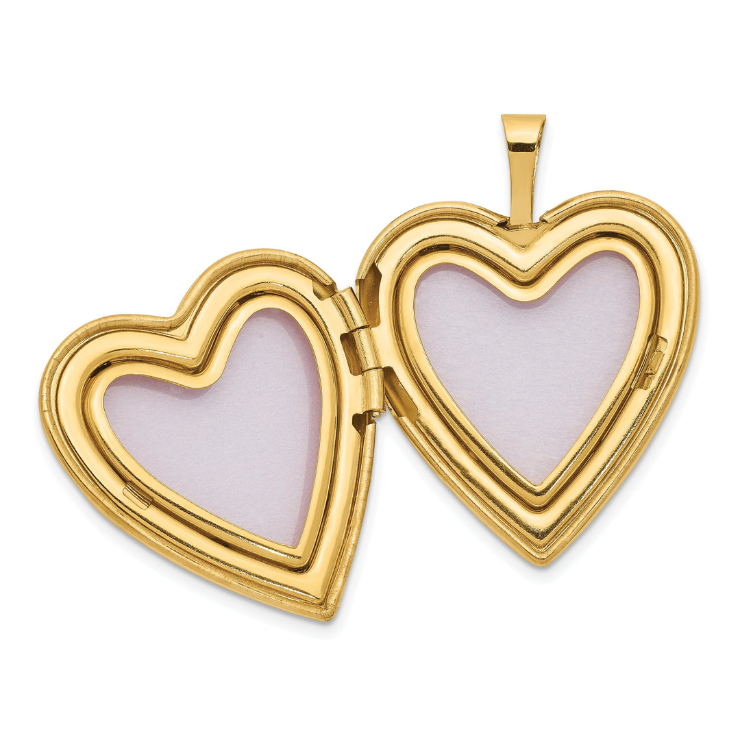 14k Yellow Gold 20MM Rose I Love You Heart Locket