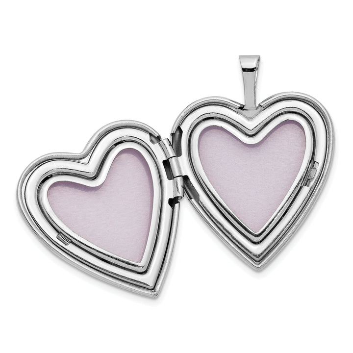 14k White Gold 20MM Rose I Love You Heart Locket