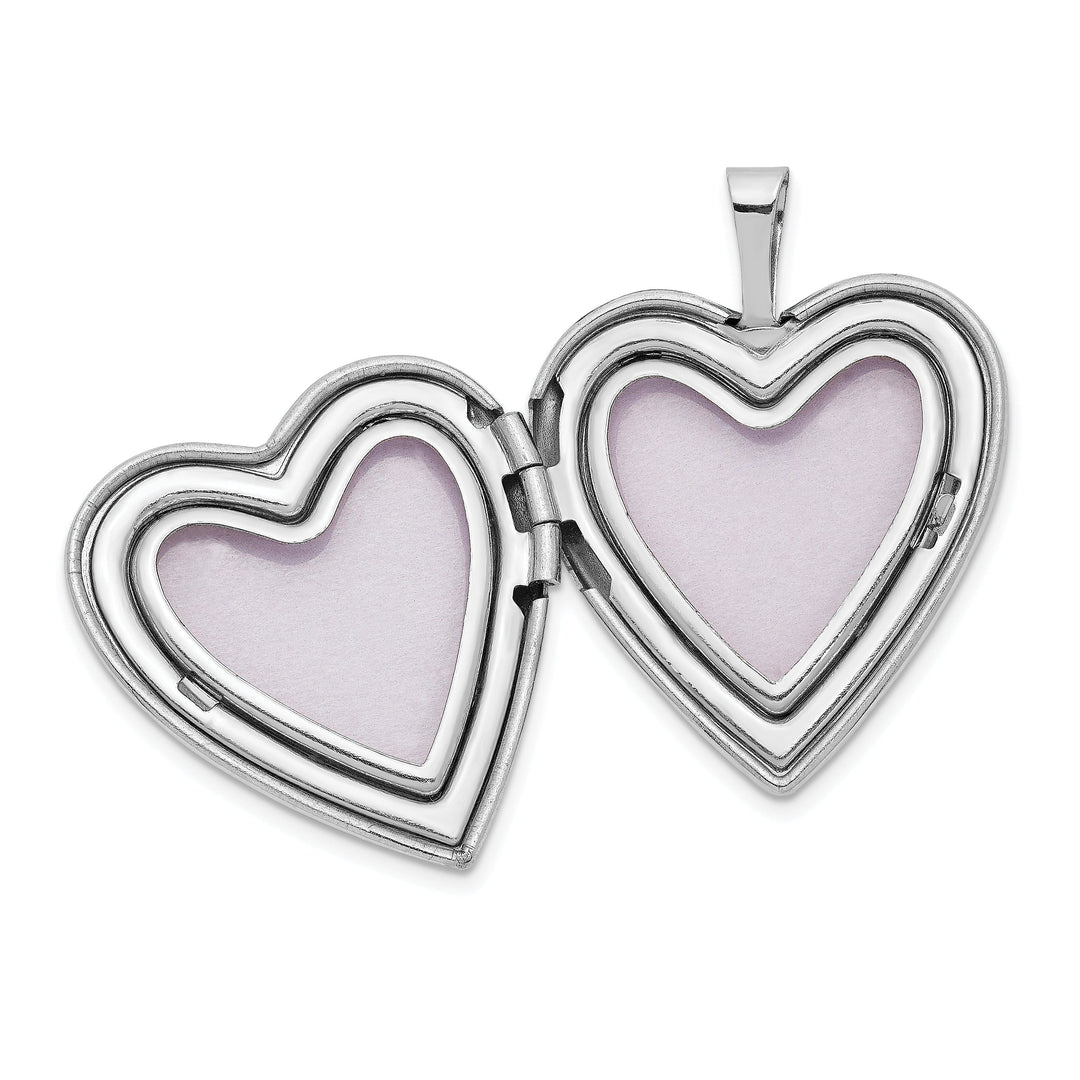 14k White Gold 20MM Mom With Hearts Heart Locket