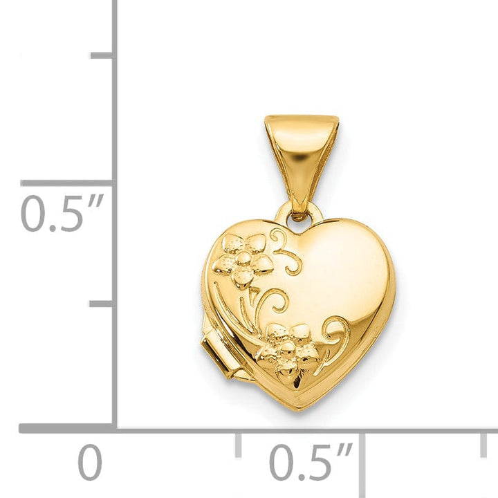 14k Yellow Gold Floral Heart Locket Pendant