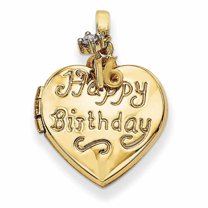 14k Gold Heart Happy 16th Birthday with Locket