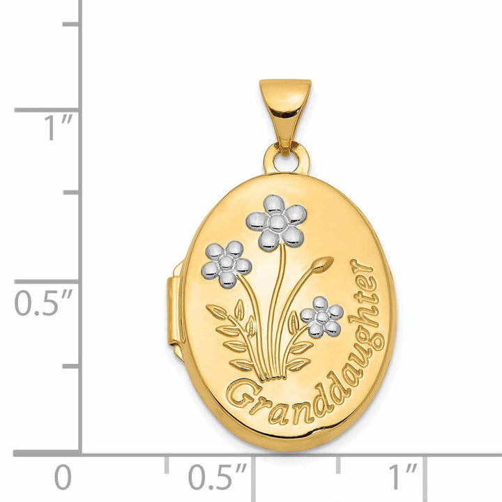 14k Gold Rhodium Oval Granddaughter Locket