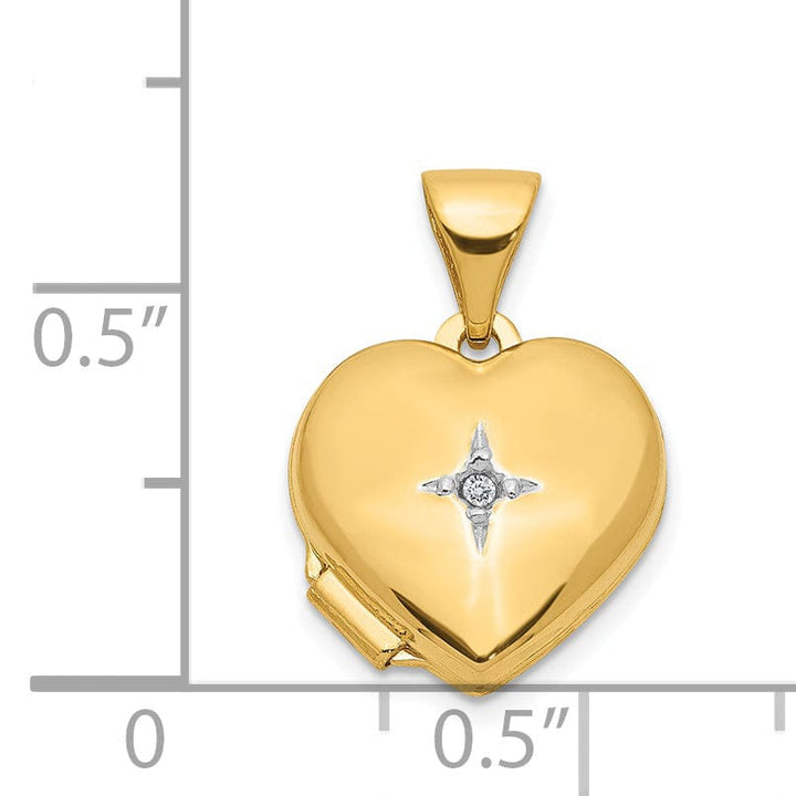 14k Yellow Gold Heart with Diamond Locket