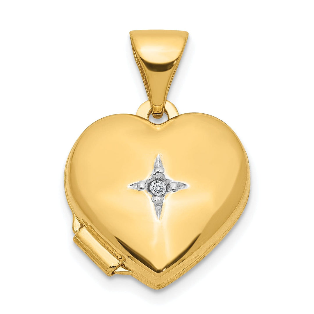 14k Yellow Gold Heart with Diamond Locket