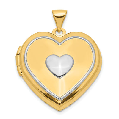 14k Two-tone Gold Heart Locket at $ 298.15 only from Jewelryshopping.com