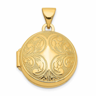 14k Gold Round Locket with Scroll Design at $ 168.86 only from Jewelryshopping.com