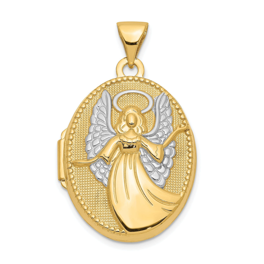 14k Two-tone Gold Oval Guardian Angel Locket