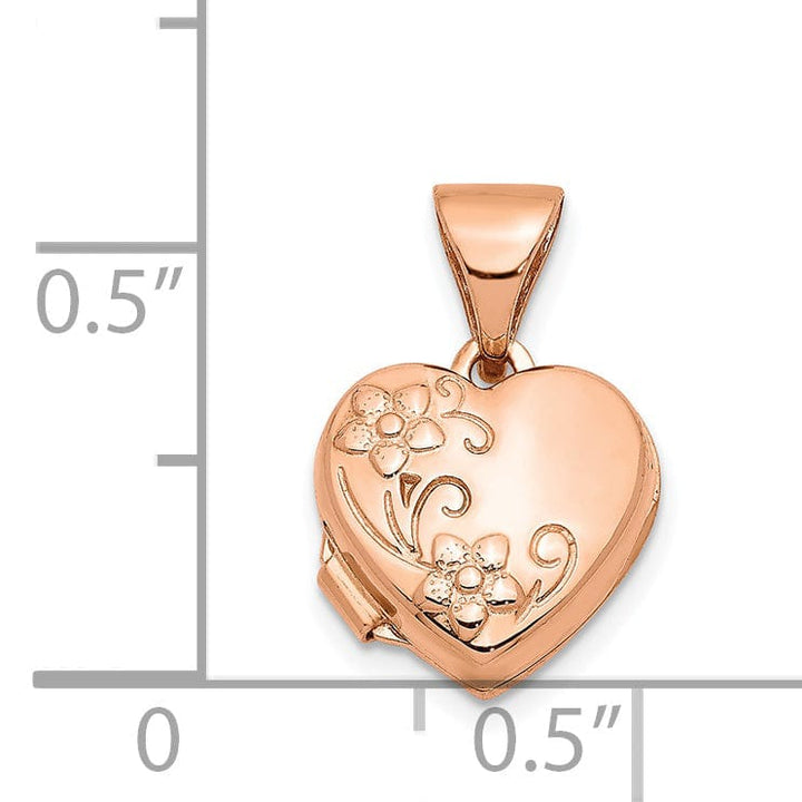 Rose Gold Floral Heart Locket