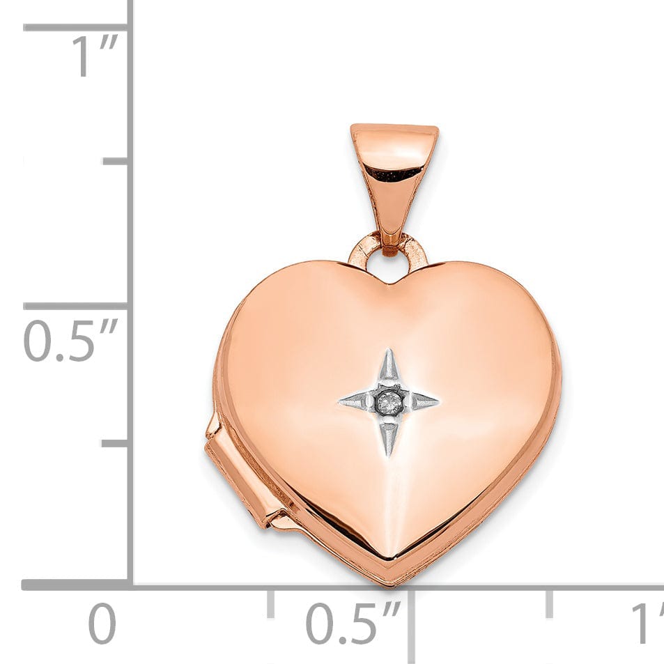 Rose Gold Polished Heart with Diamond Locket